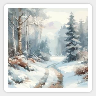 Winter Forest Road Sticker